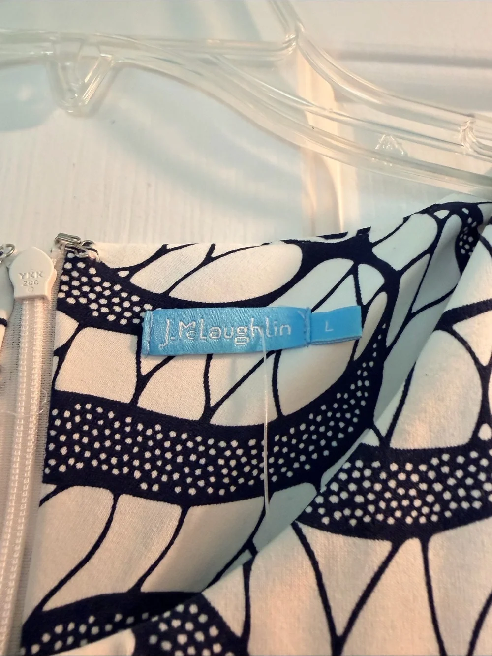 J. McLaughlin Sleeveless Navy and White Patterned Sheath Dress